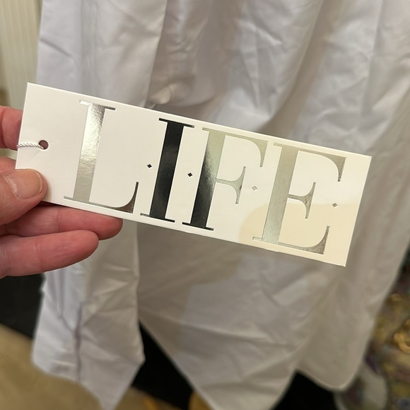 NWT “Life” white cotton long sleeve shirt with pearl detail - Picture 6 of 7